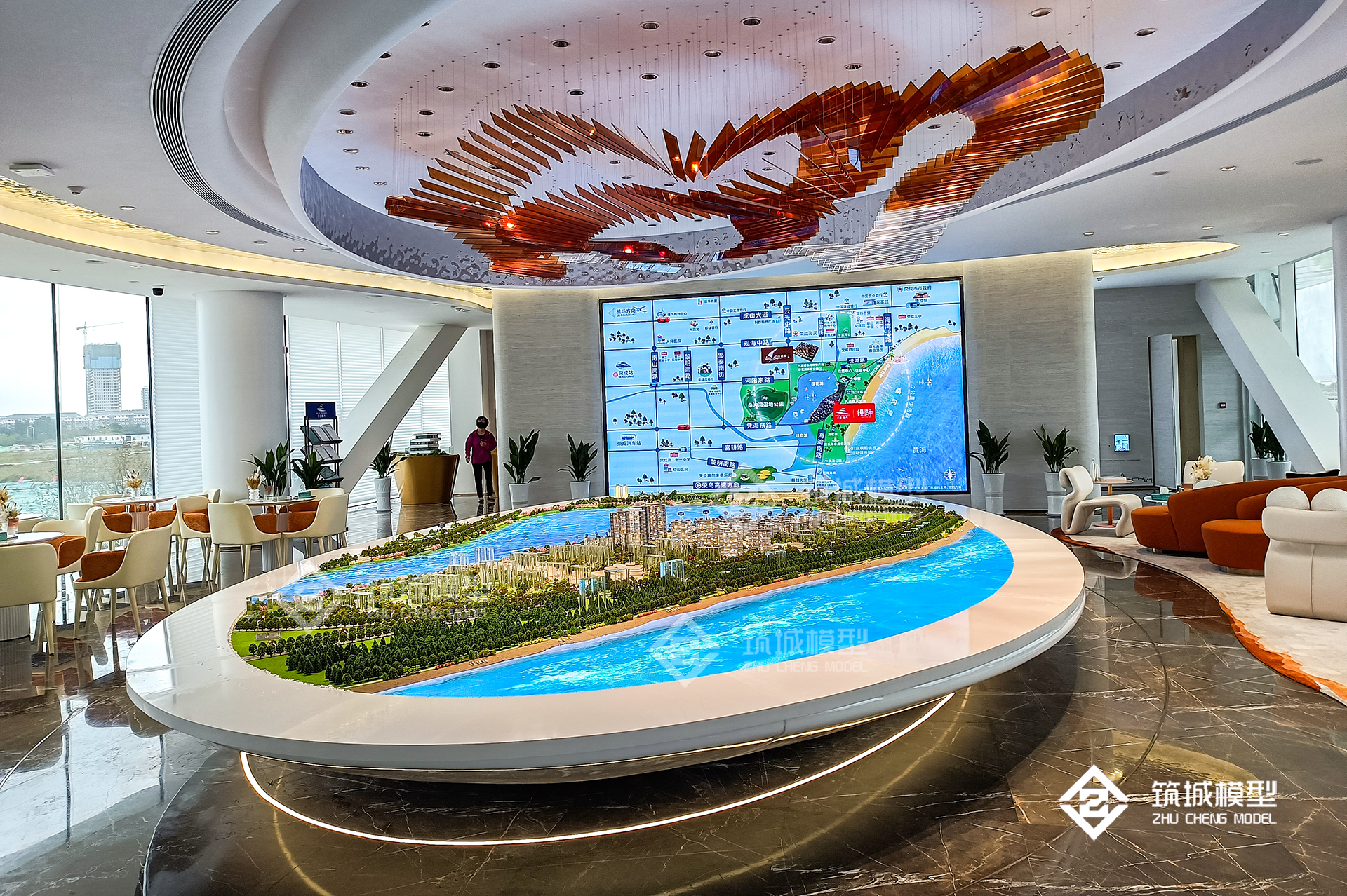 北京筑城世纪模型-高端地产沙盘9米椭圆异形整体效果